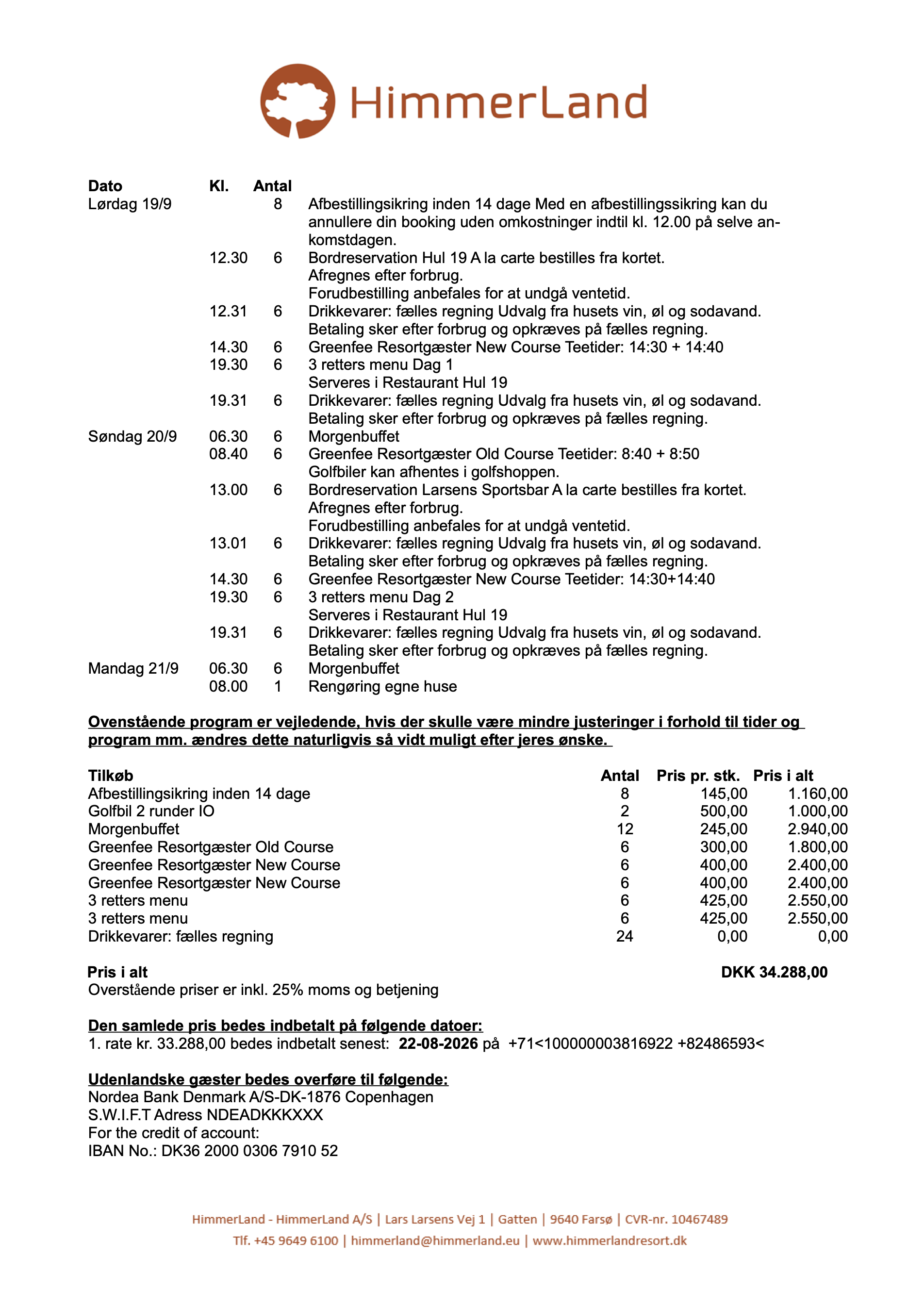 Bekræftelse side 2 — program og priser